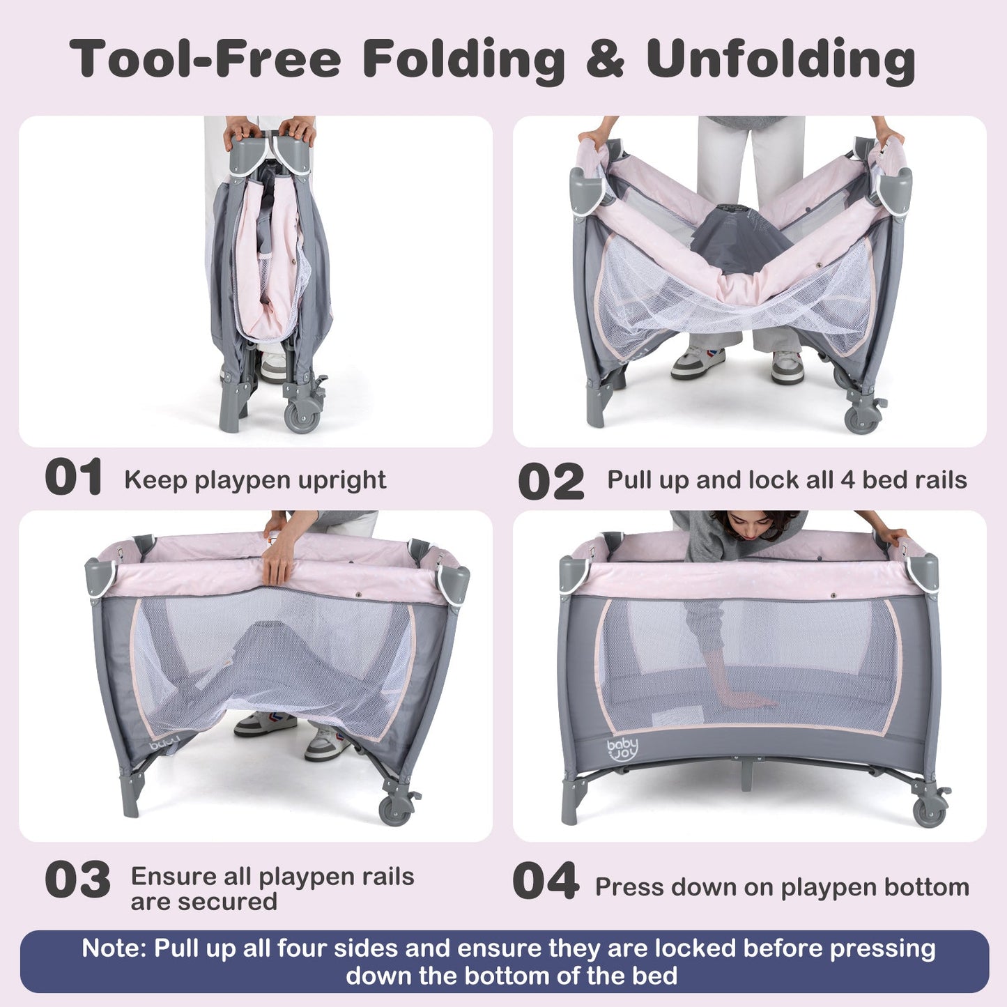 4-in-1 Convertible Portable Baby Playard Newborn Napper with Music and Toys-Gray