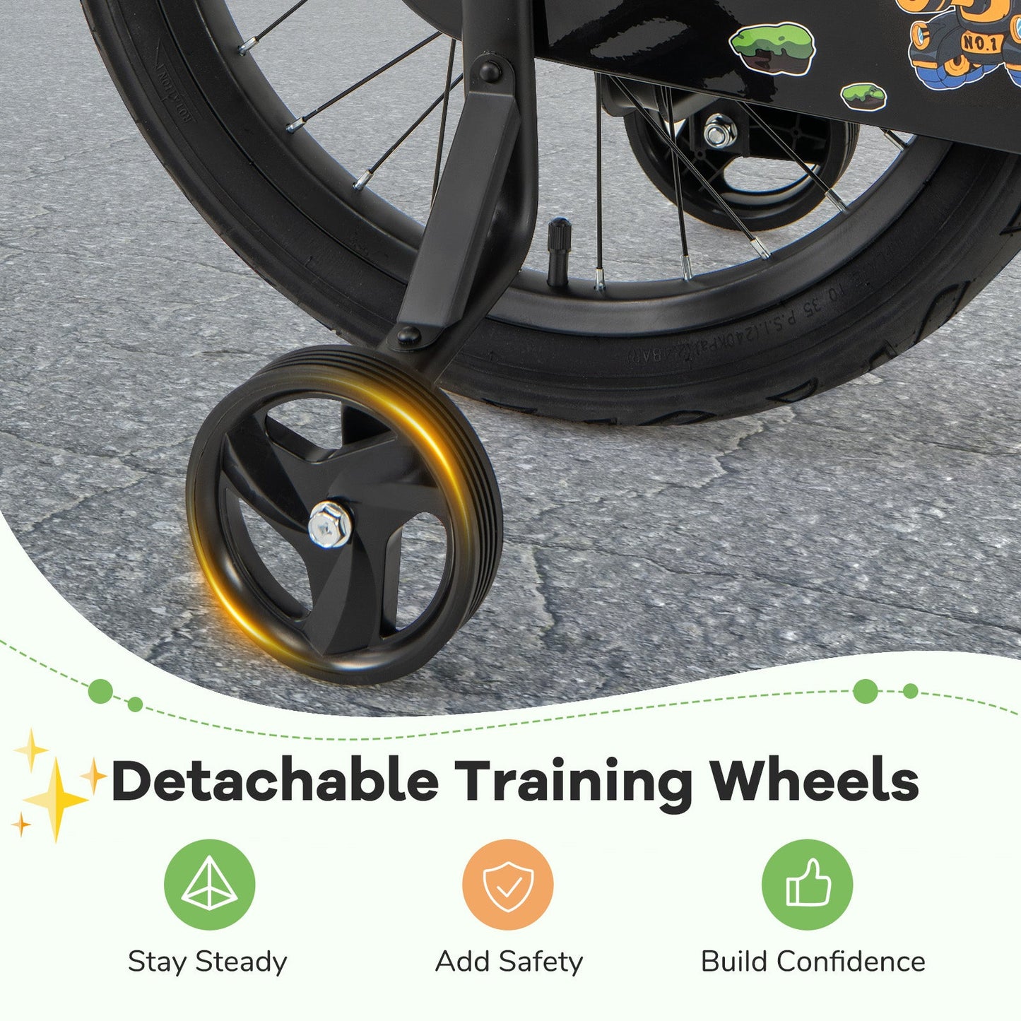 14-Inch Kids Bike Adjustable with Training Wheels for 3-5 Years Old