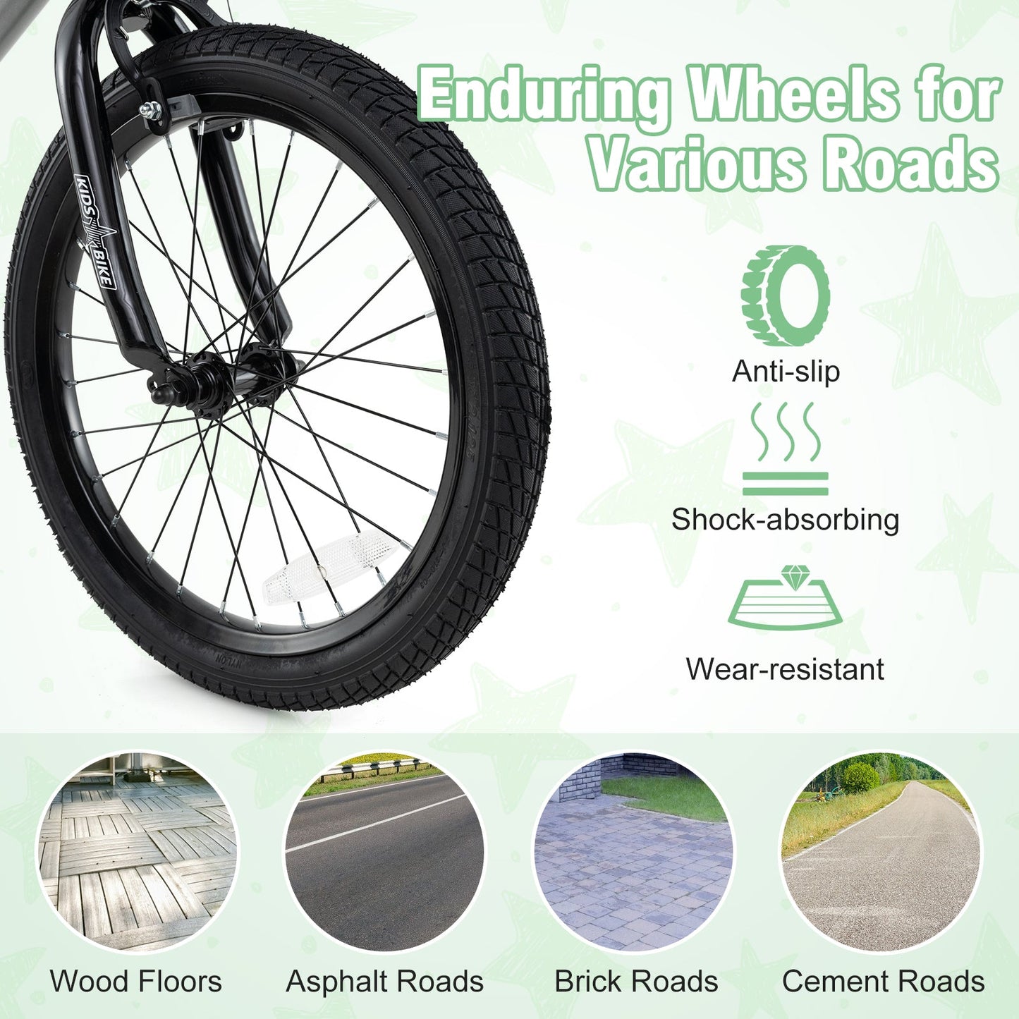 18 Inch Kids Bike Adjustable with Transparent Chain Cover for 4-8 Years Old