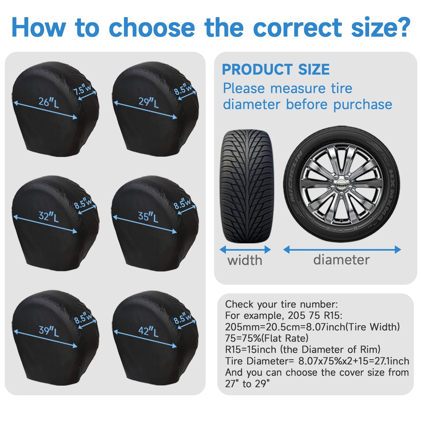 Set of 4 Black Waterproof RV Tire Covers – Heavy-Duty Wheel Protectors for Trailers, Campers, Trucks, SUVs & Motorhomes