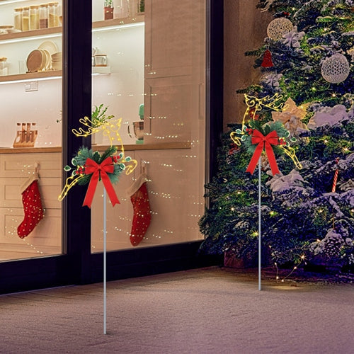 2-Pack LED Christmas Reindeer Pathway Stake Lights – Battery Powered