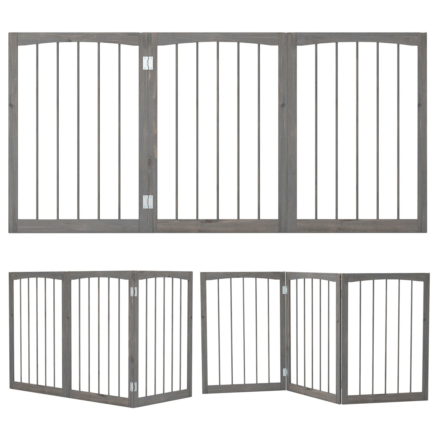 30 Inch Tall Wooden Pet Fence for Cats Small and Medium Dogs-Gray