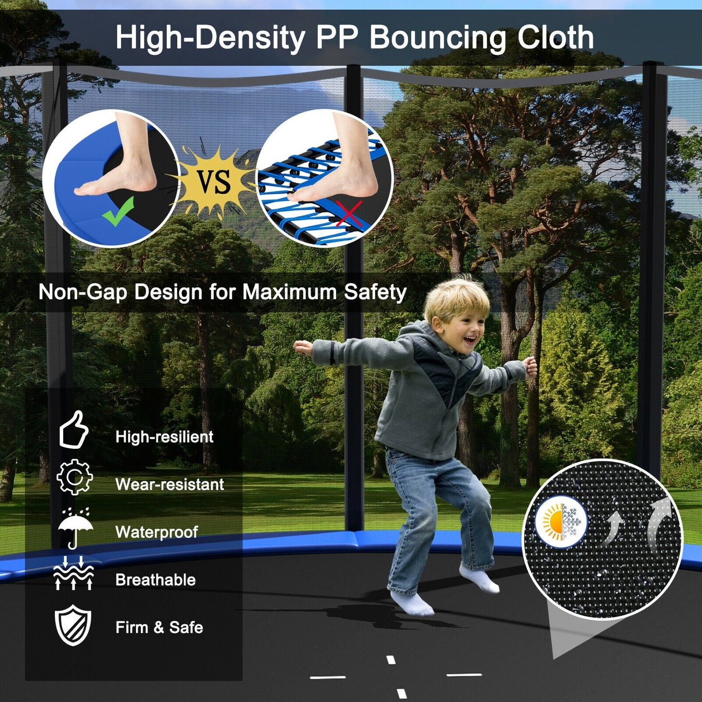 8/10/12/14/15/16 Feet Outdoor Trampoline Bounce Combo with Safety Closure Net Ladder-8 ft