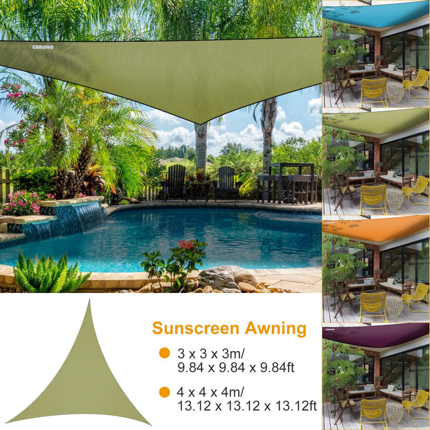 Shade Sail Patio Cover Shade Canopy Camping Sail Awning Sail Sunscreen Shelter Triangle Cover For Kindergarten Playground Outdoor