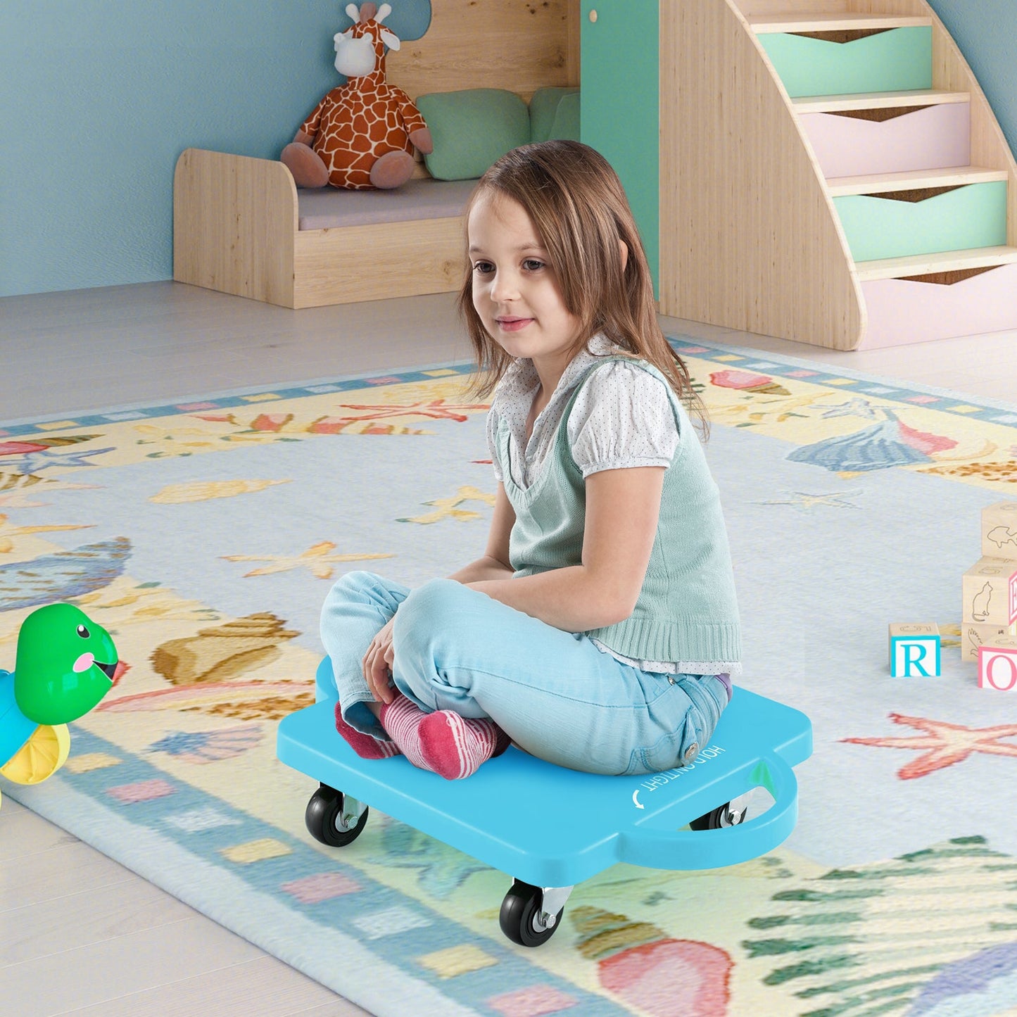 4/6-Pack Kids Scooter Board with Handles and Non-Marring Casters-6 Pack