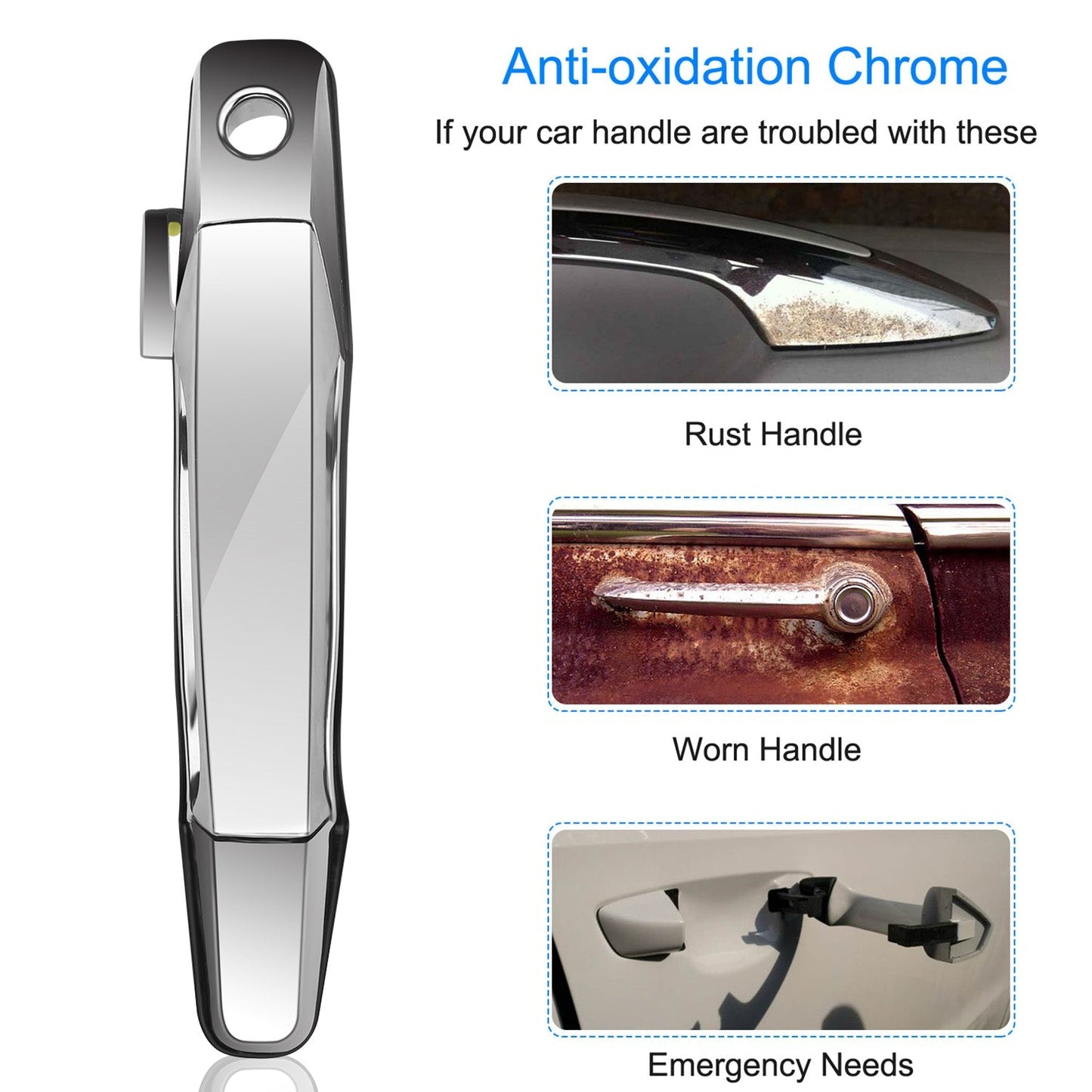 iMounTEK 4pcs Chrome Outer Handles Outside Exterior Door Handles Front Rear for Chevy Pickup Truck 2007-2013 Suburban Sierra Silverado Escalade Cadill