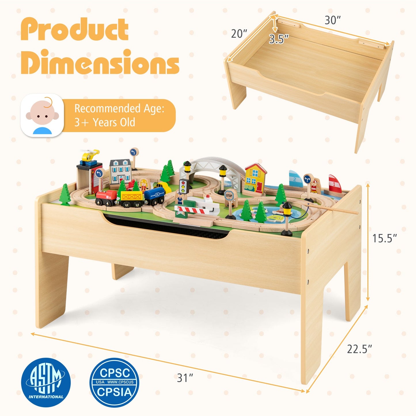78 Pieces Activity Railway Playset for Kids Aged 3+