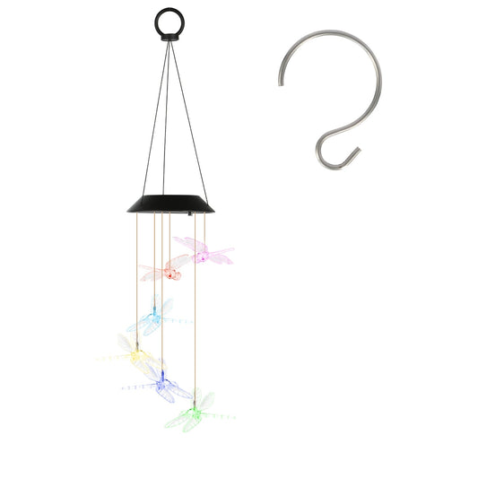 2Pack Solar Dragonfly Wind Chimes 7 Color Changing Wind Chimes for Outside IPX4 Waterproof Outdoor Garden Yard Decor