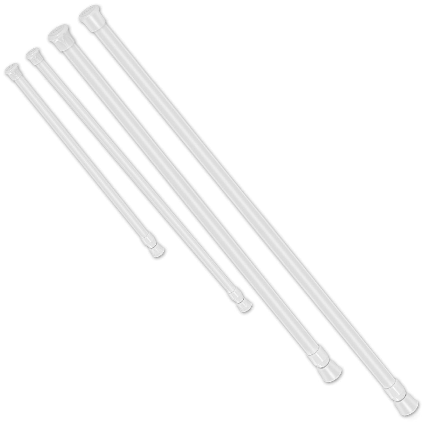Tension Curtain Rod Spring Load Adjustable Curtain Pole Heavy-Duty Steel 4 Sizes for Bathroom Wardrobe Kitchen Balcony