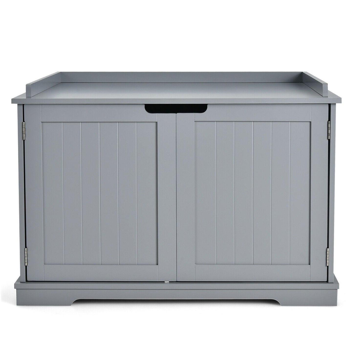 Cat Litter Box Enclosure with Double Doors for Large Cat and Kitty-Gray