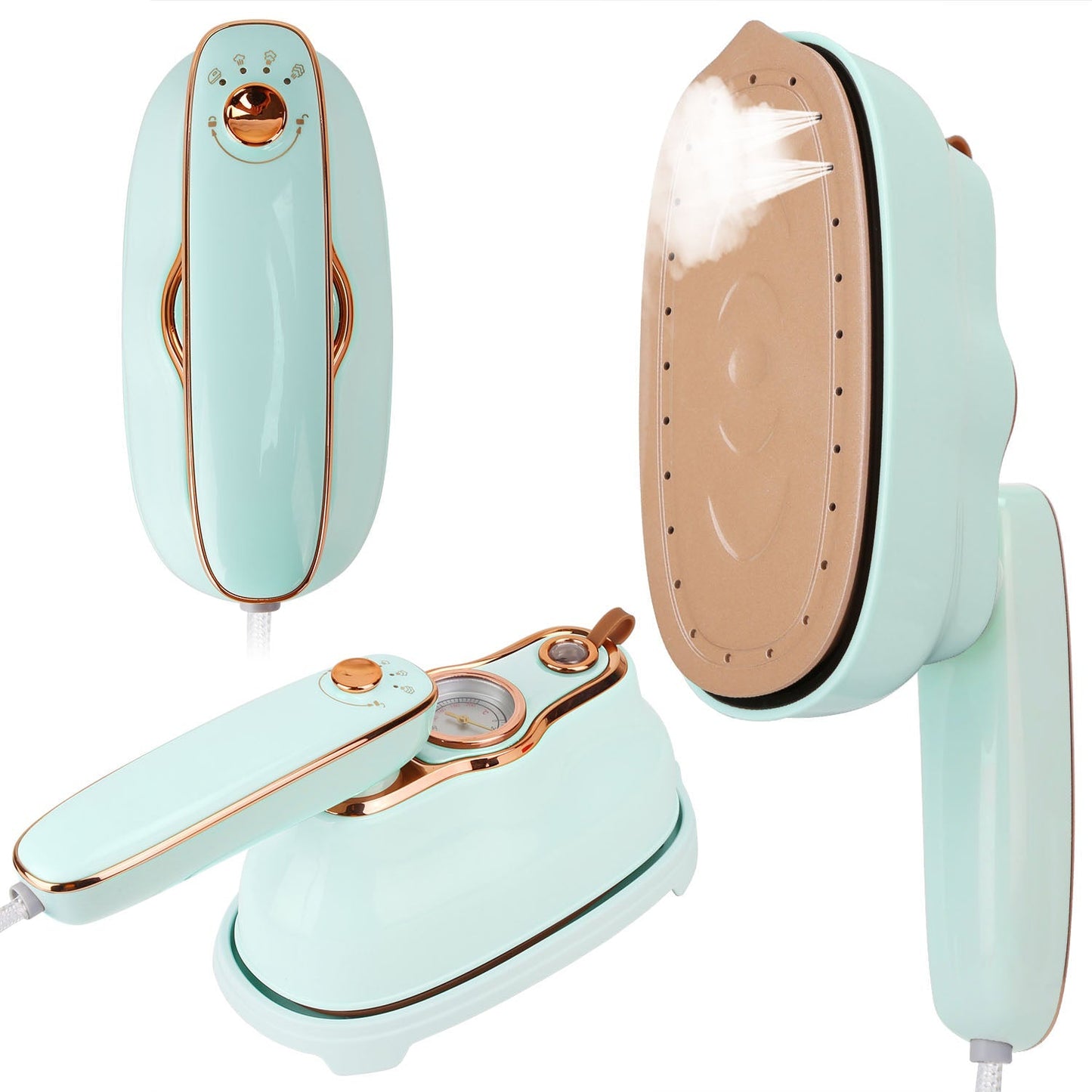 1200W Foldable Handheld Clothes Iron Steamer with Wet Dry Ironing Mode Portable Garment Steamer Travel Clothing Wrinkles Remover With Temperature Disp