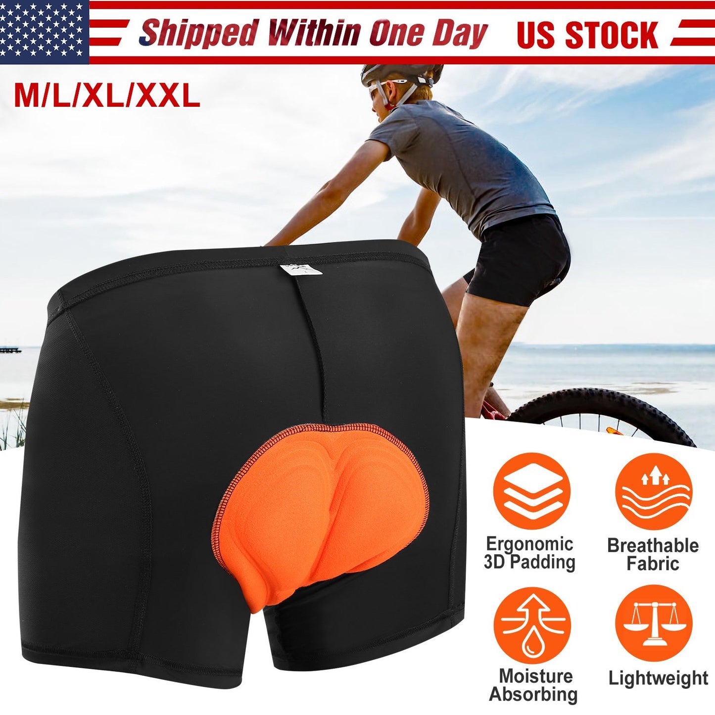 Men\'s Cycling Underwear Shorts 3D Padded Bike Underwear Shorts Breathable Moisture Absorbing Quick Dry