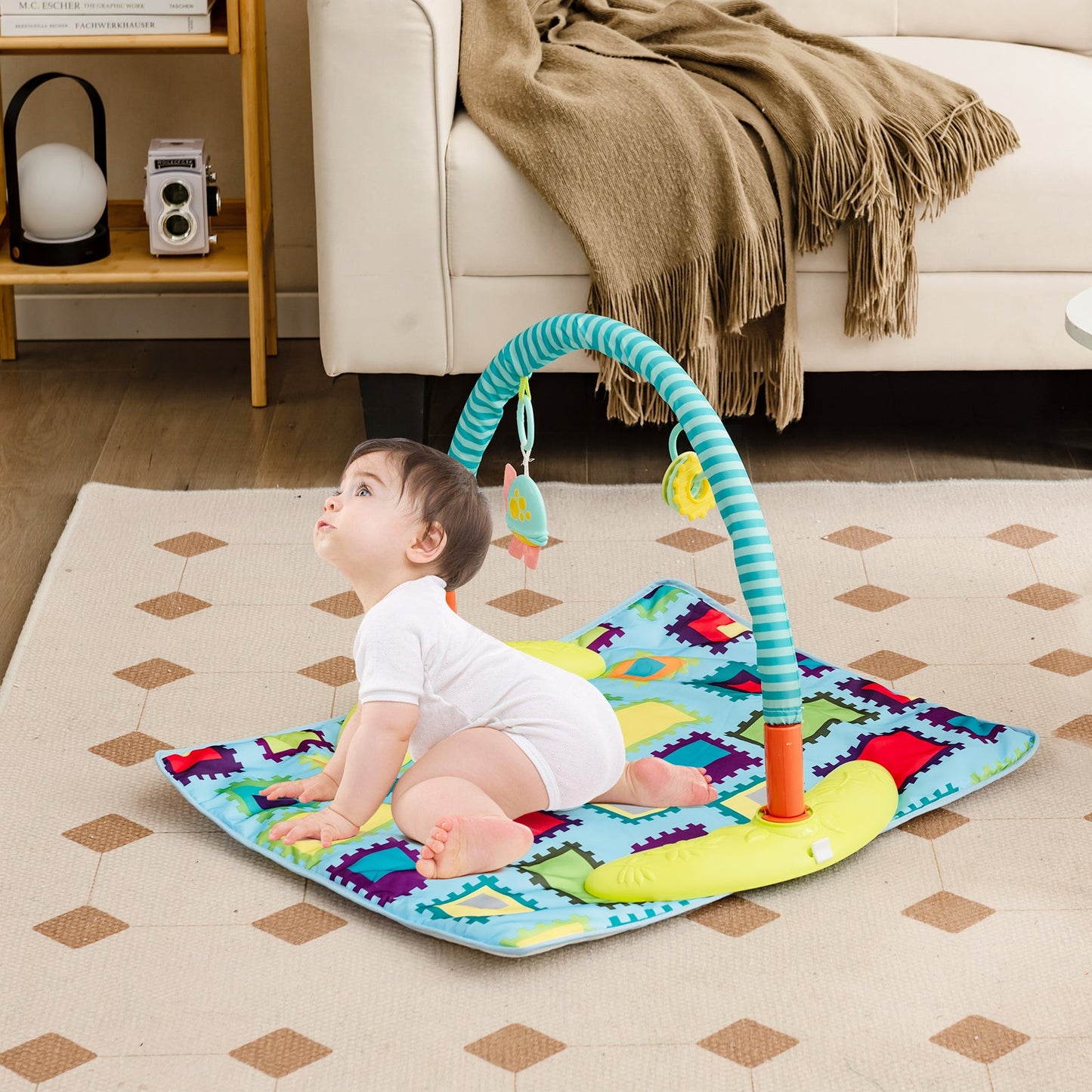 4-in-1 Baby Bouncer Activity Center with 3 Adjustable Heights-Green