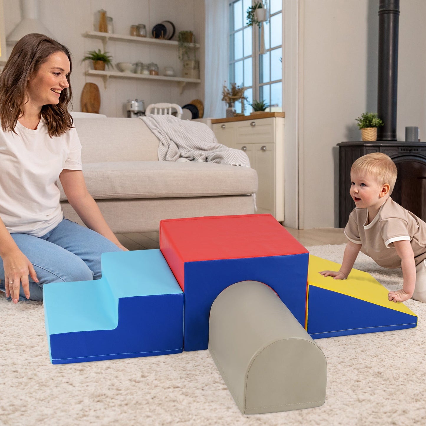 Climb and Crawl Foam Block Play Set for Infant Baby-Yellow