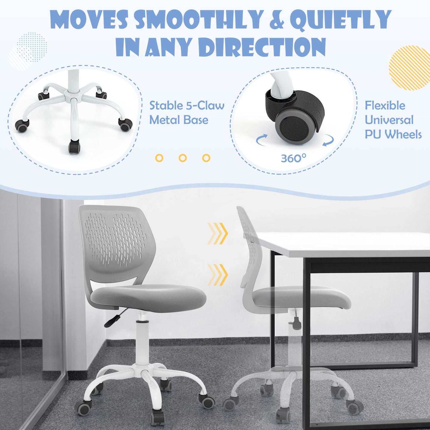 Ergonomic Children Study Chair with Adjustable Height-Gray