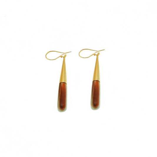 Brass & Horn Teardrop Dangle Earrings | Guru