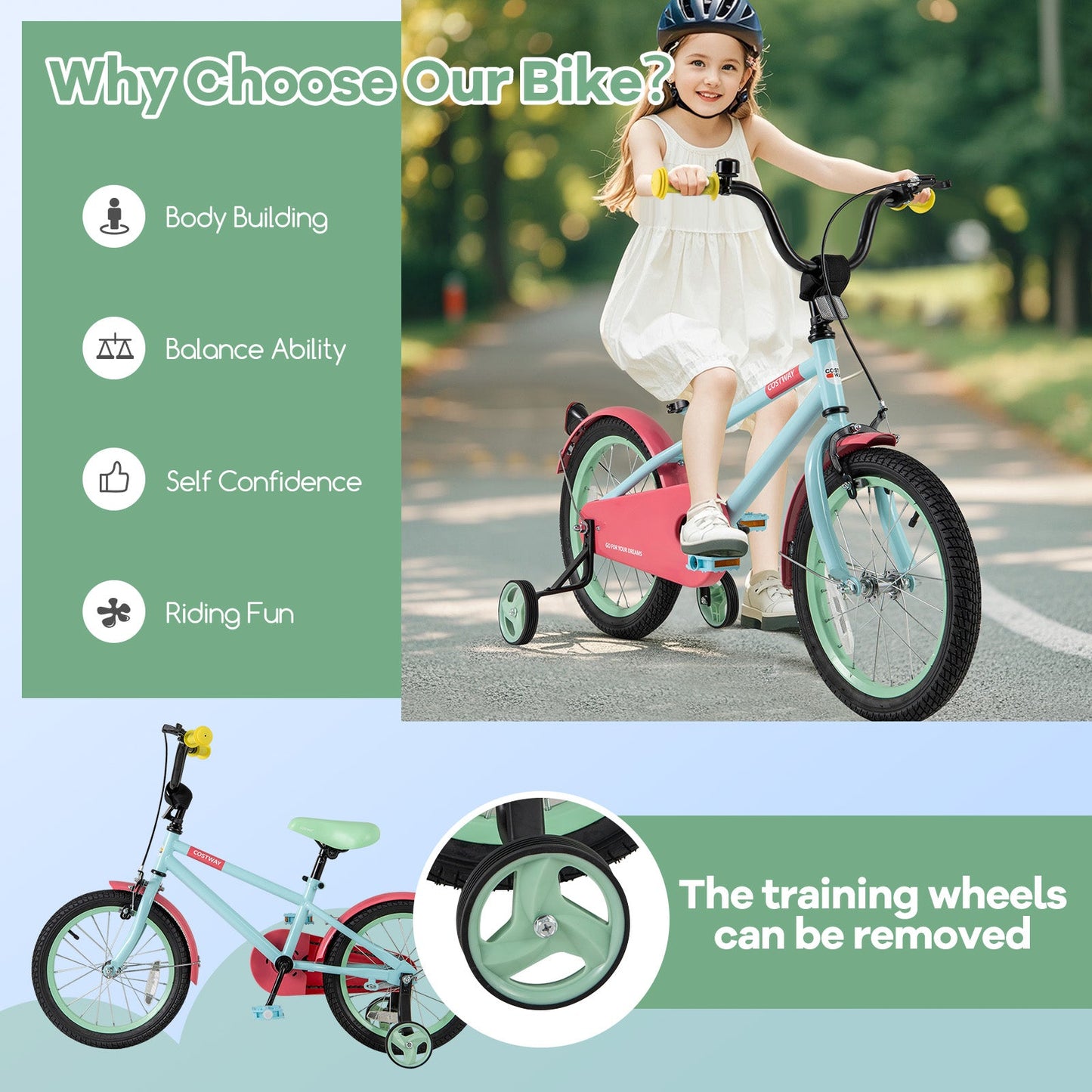 Kids Bike with Adjustable Handlebar and Saddle Blue-16 inches