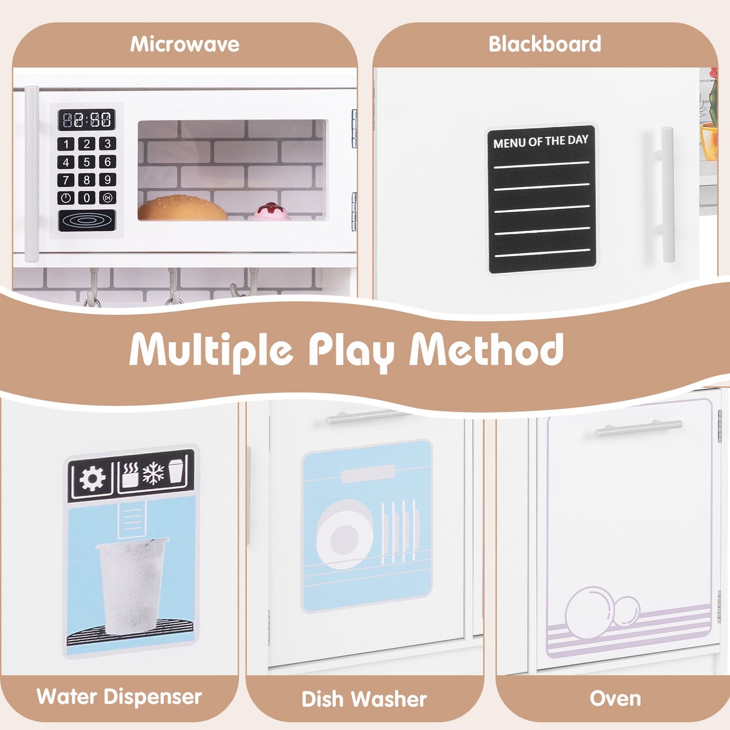 Toddler Pretend Play Kitchen Toy with Stove for 3+ Boys and Girls-White