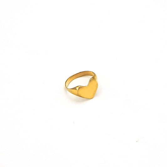 Heart Signet Brass Ring for Women | Mawi