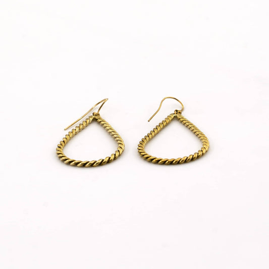 Twisted Brass Hoop Earrings for Women | Rosa