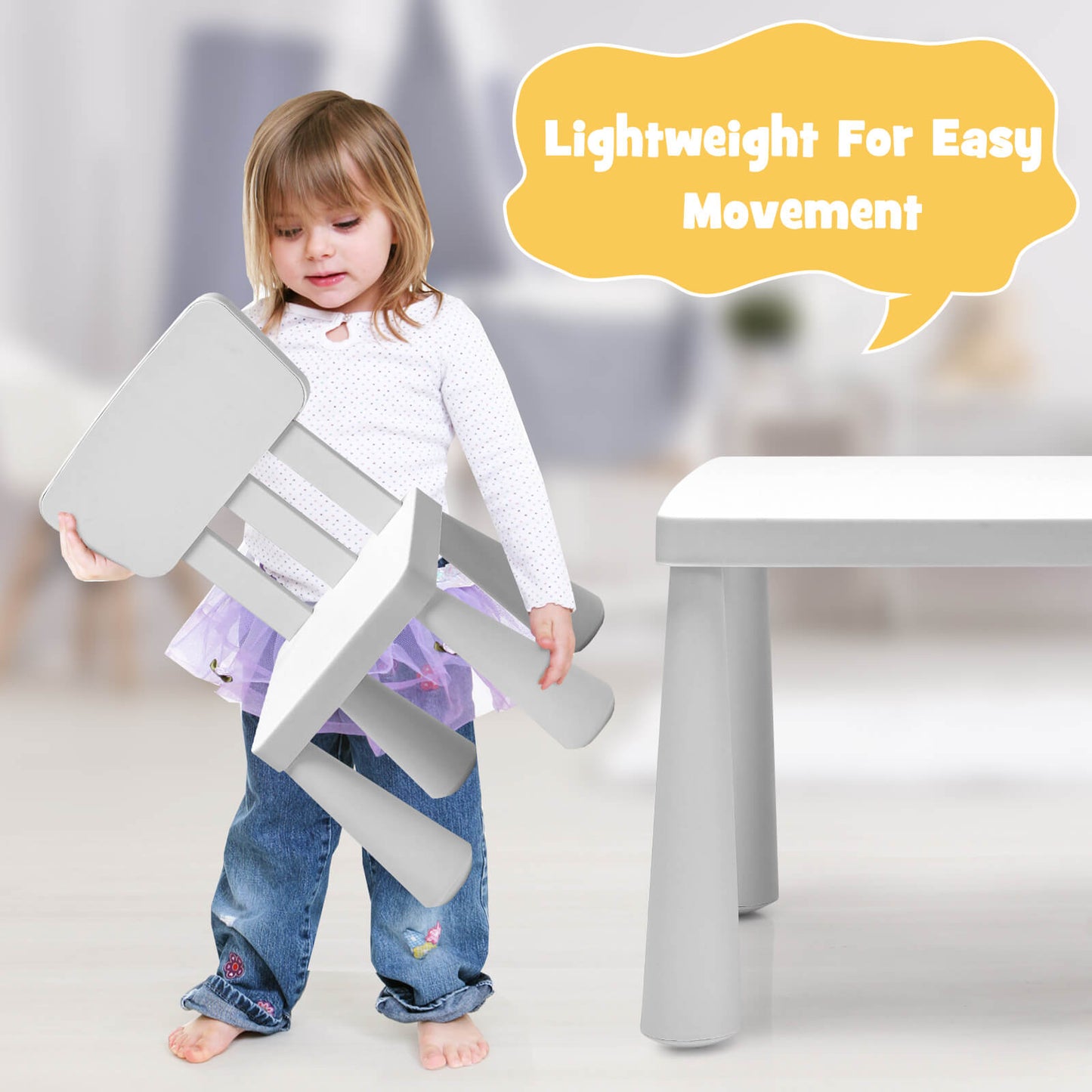 3 Pieces Toddler Multi Activity Play Dining Study Kids Table and Chair Set-White
