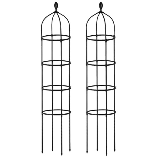2 Packs Garden Obelisk Trellis 5.9FT Plants Tower for Climbing Plants Flower Vegetable Vine Support Rustproof Garden Plant Trellis Black
