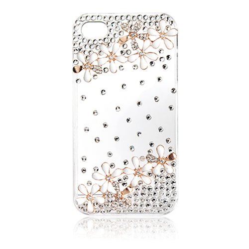 Transparent Bling Flower Rhinestone Case for iPhone 4/4S