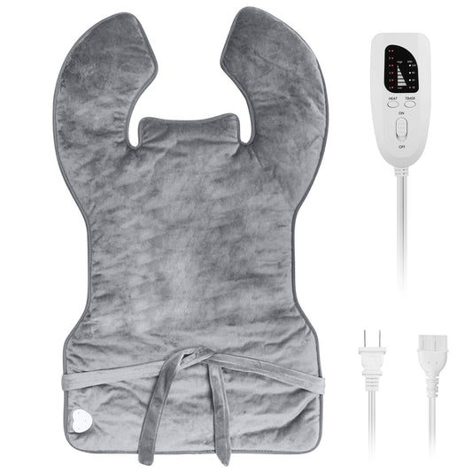 36.6x22in Electric Heating Wrap for Neck Shoulder Fast Heating Pad Mat Heated Neck Wrap for Back Pain Relief with 6 Temperature Settings 4 Timer Modes