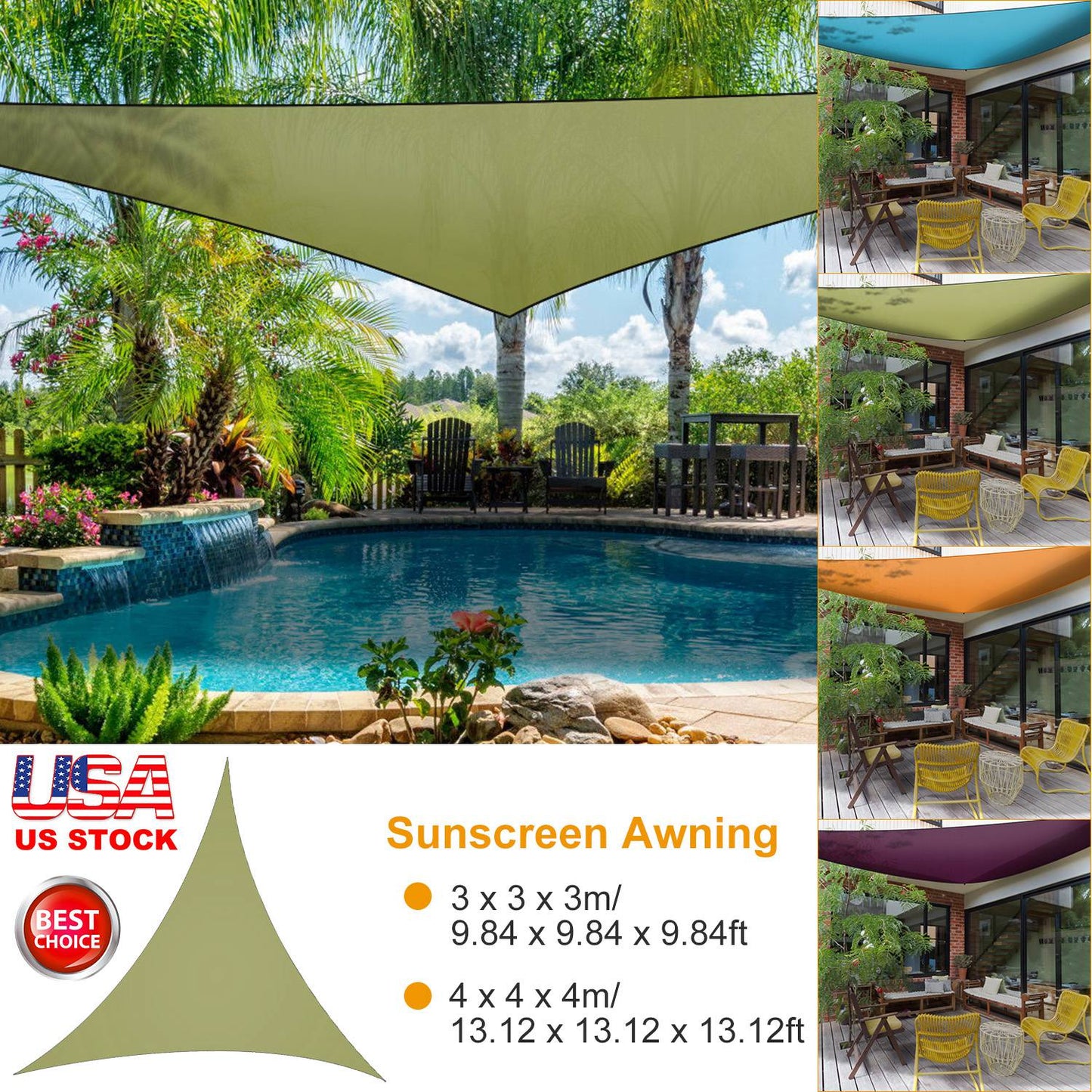 Shade Sail Patio Cover Shade Canopy Camping Sail Awning Sail Sunscreen Shelter Triangle Cover For Kindergarten Playground Outdoor