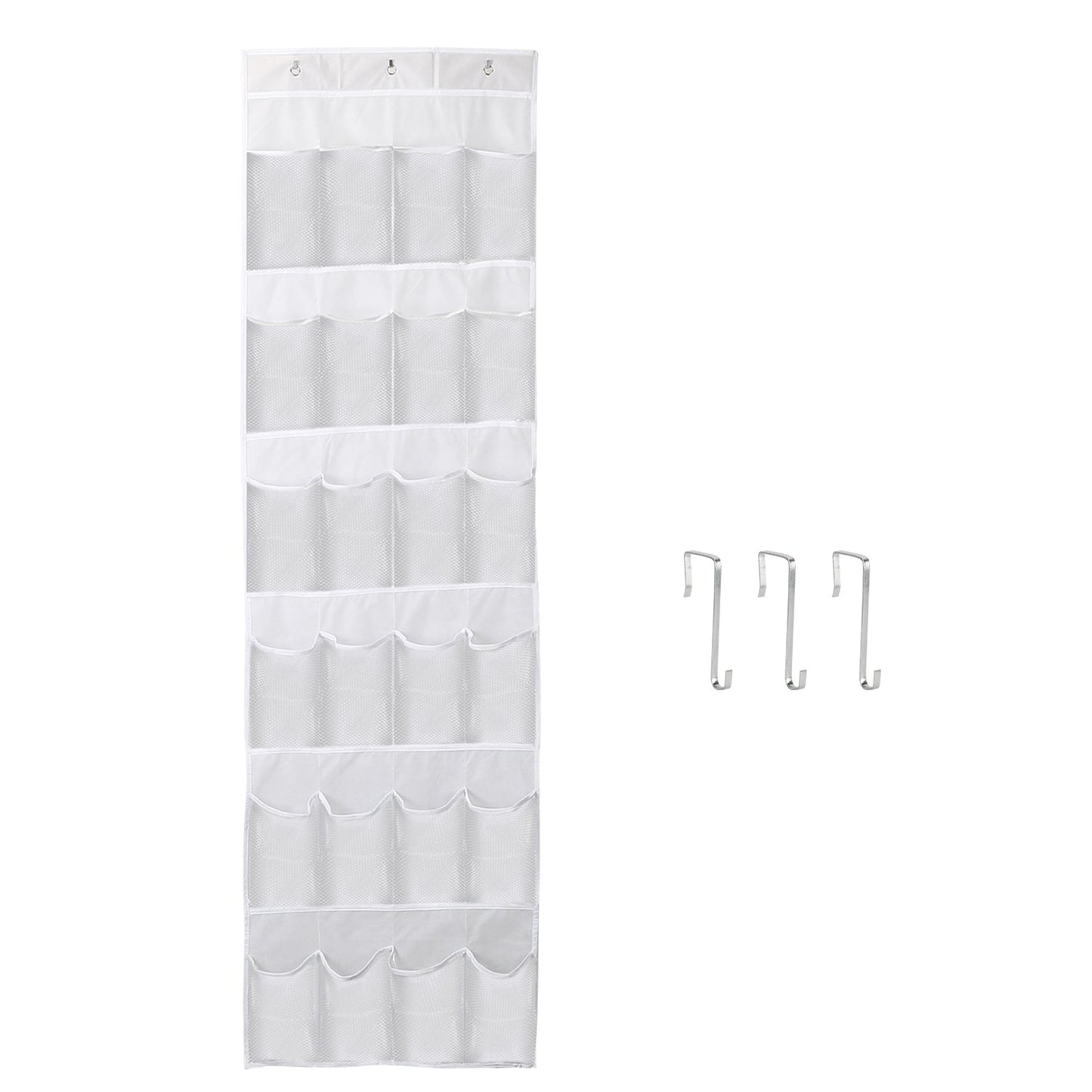 Over the Door Shoes Rack 24-Pocket Crystal Clear Organizer 6-Layer Hanging Storage Shelf for Shoes Slippers Small Toys Closet Cabinet
