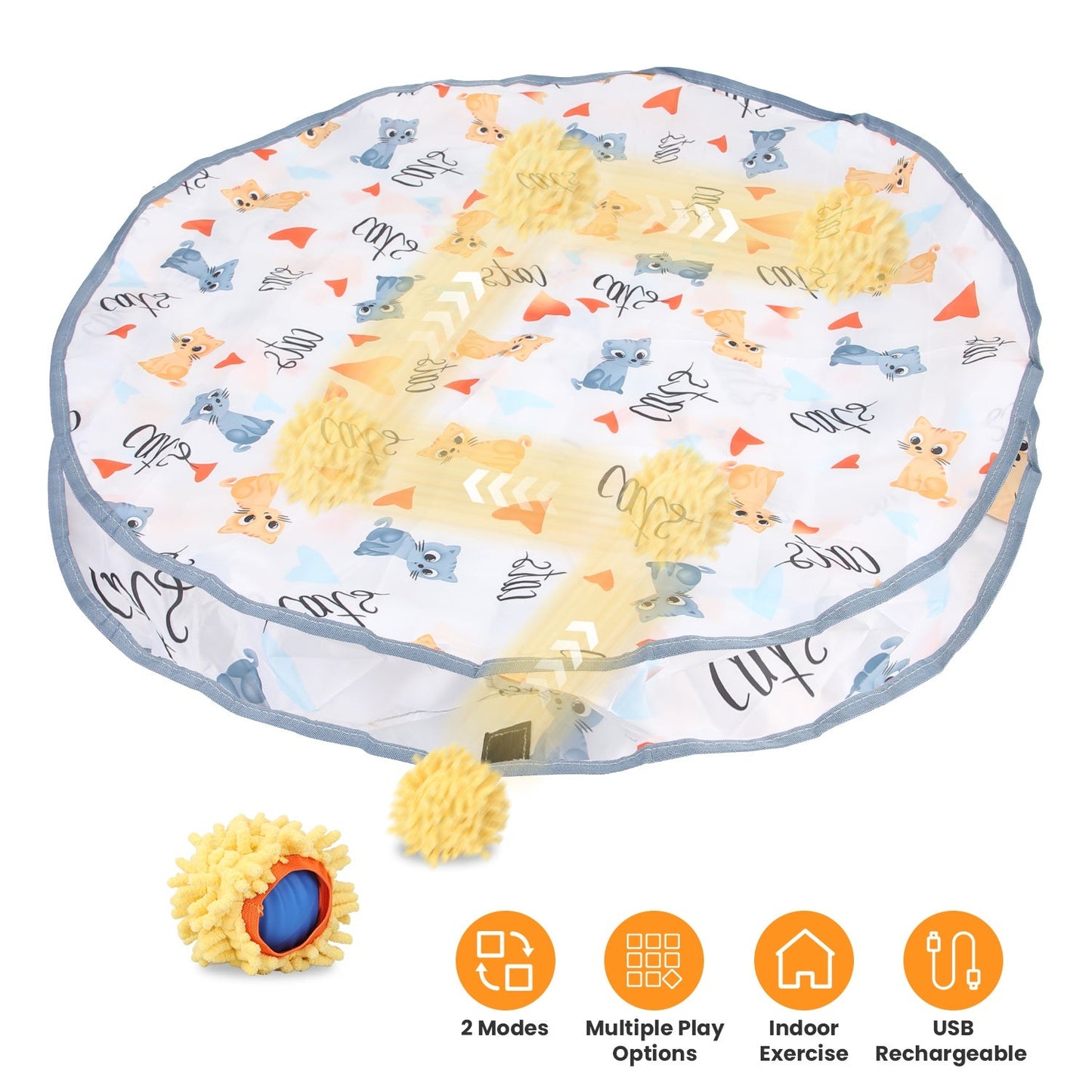 Cat Toys Ball Fast Rolling in Pouch Rechargeable Motion Activated Interactive Cat Toys for Indoor Cats Hide And Seek Mouse Catching Game