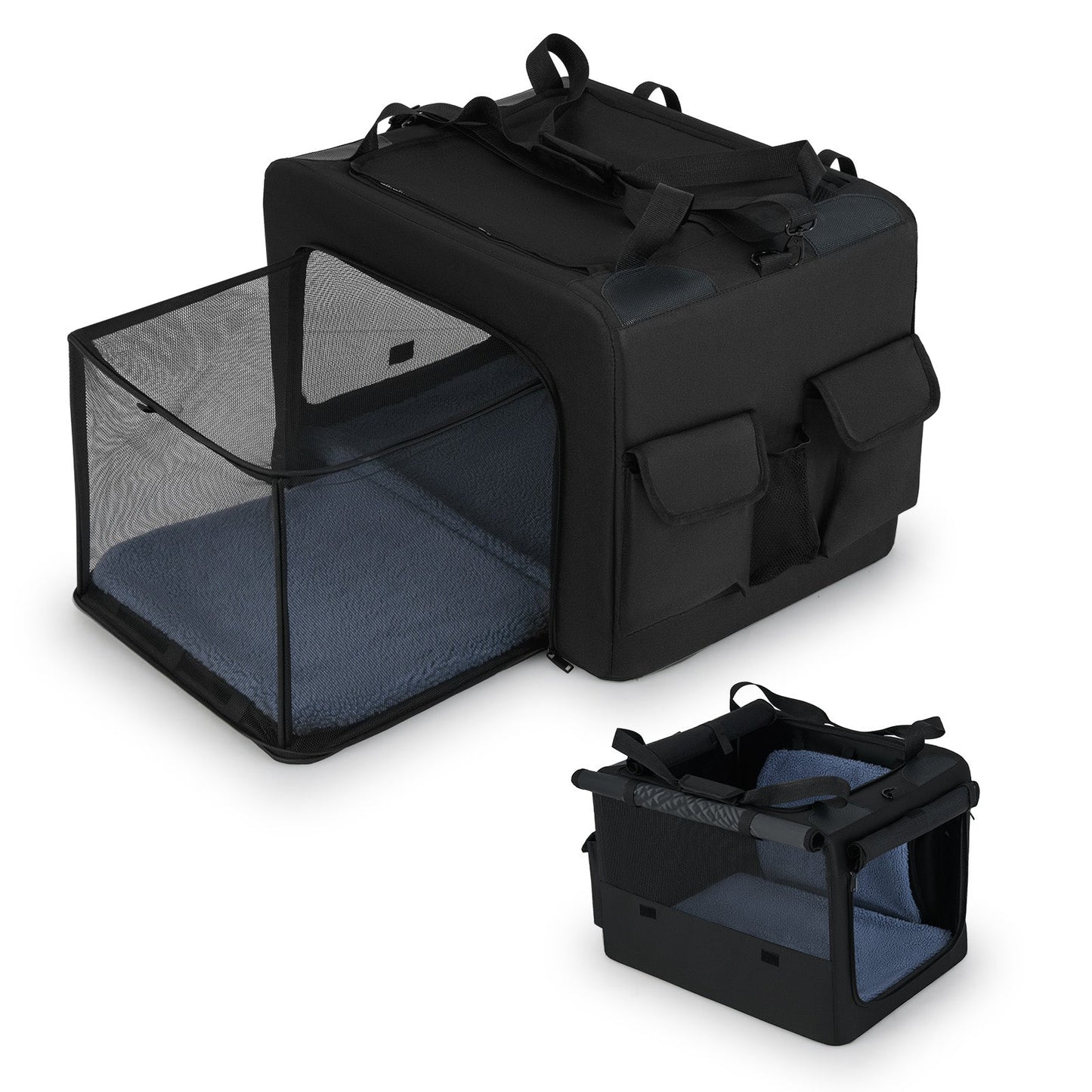 Portable Foldable Pet Carrying Bag with 2 Openings and Comfy Cushion-S