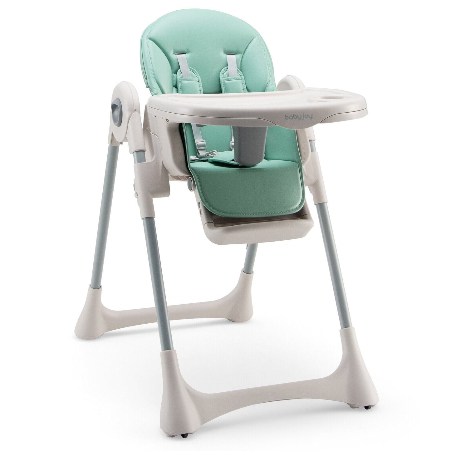 Baby Folding High Chair Dining Chair with Adjustable Height and Footrest-Green